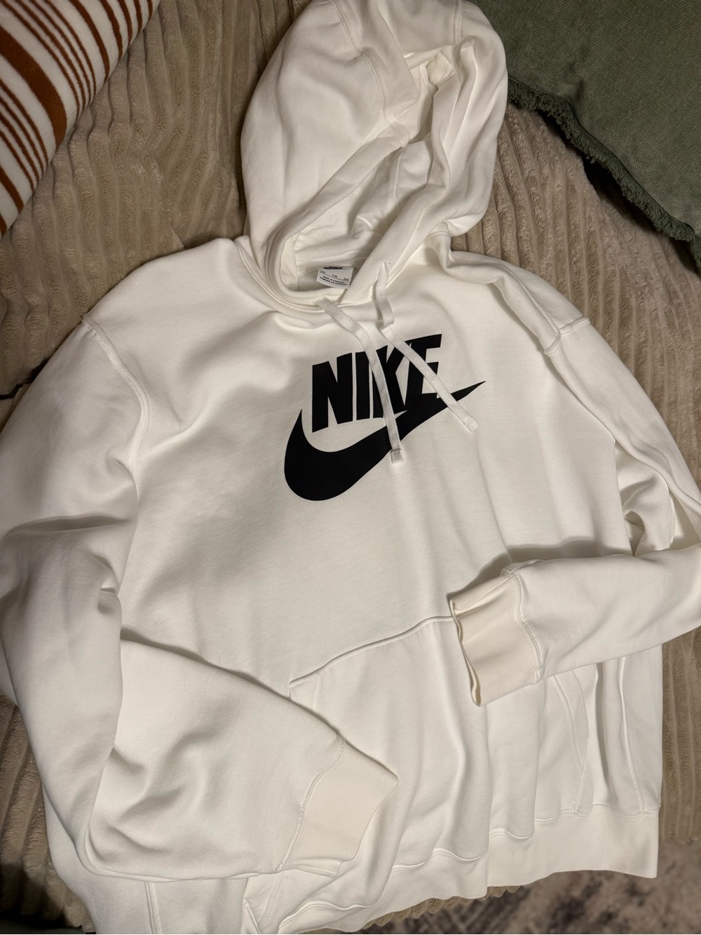 Nike White Hoodie with Black Swoosh